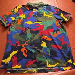 Polo by Ralph Lauren Olive Green Collar Multicolor Polo